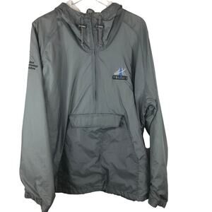 Vintage Tri-Mountain‎ Hooded 1/2 Zip Pullover Wind Jacket Mens Gray Size XL